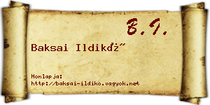Baksai Ildikó névjegykártya