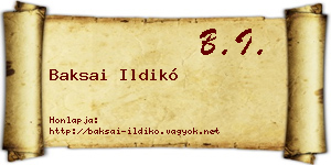 Baksai Ildikó névjegykártya